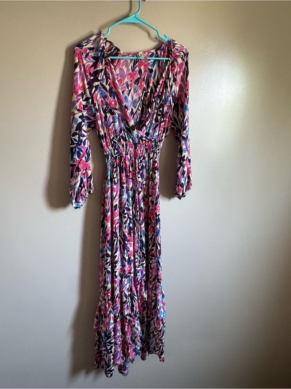 RAGA Pink and Blue Floral V-Neck Maxi Dress